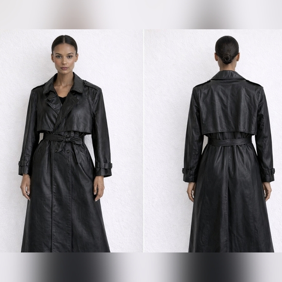 Georgetown Leather Design Vintage Collared Belt Trenchcoat Size M / 38 Long Coat - Picture 2 of 16